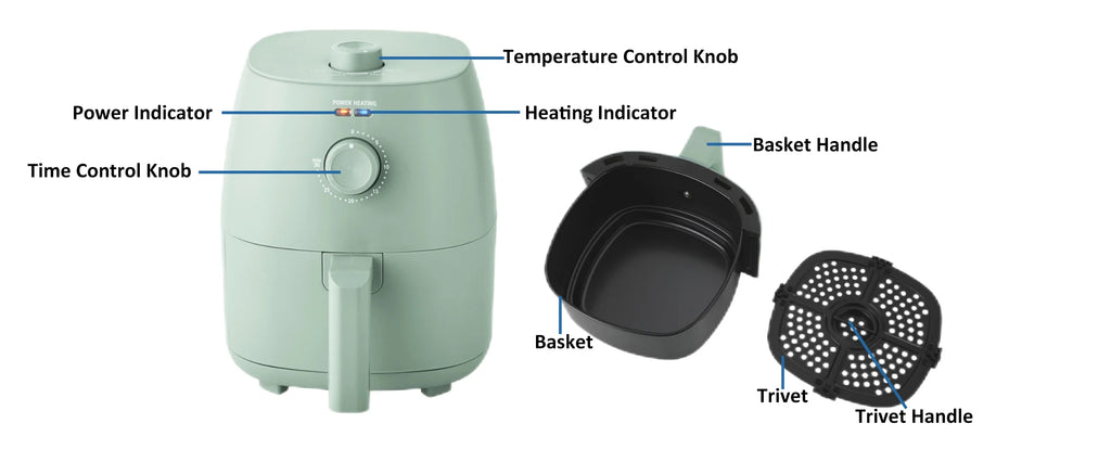 2.2 Qt Air Fryer, Arctic White - Automatic Shutoff